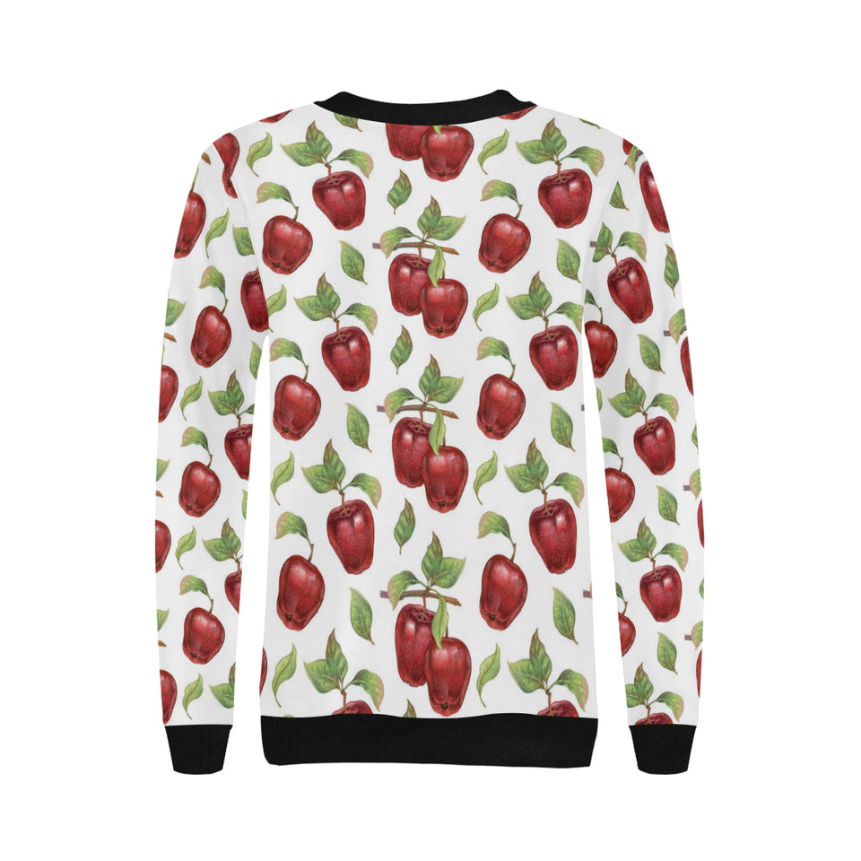 Red apples pattern Women's Crew Neck Sweatshirt