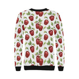 Red apples pattern Women's Crew Neck Sweatshirt