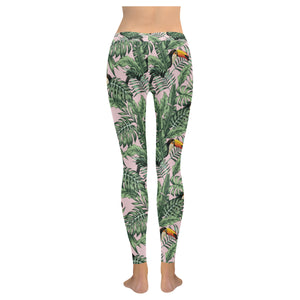 Toucan tropical green jungle palm pattern Women's Legging Fulfilled In US
