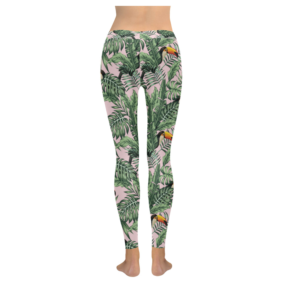 Toucan tropical green jungle palm pattern Women's Legging Fulfilled In US