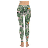 Toucan tropical green jungle palm pattern Women's Legging Fulfilled In US