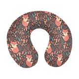 fox leaves mushroom pattern U-Shaped Travel Neck Pillow