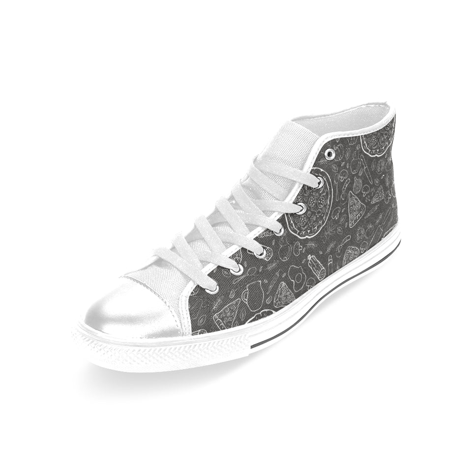 Pizza pattern Women's High Top Canvas Shoes White