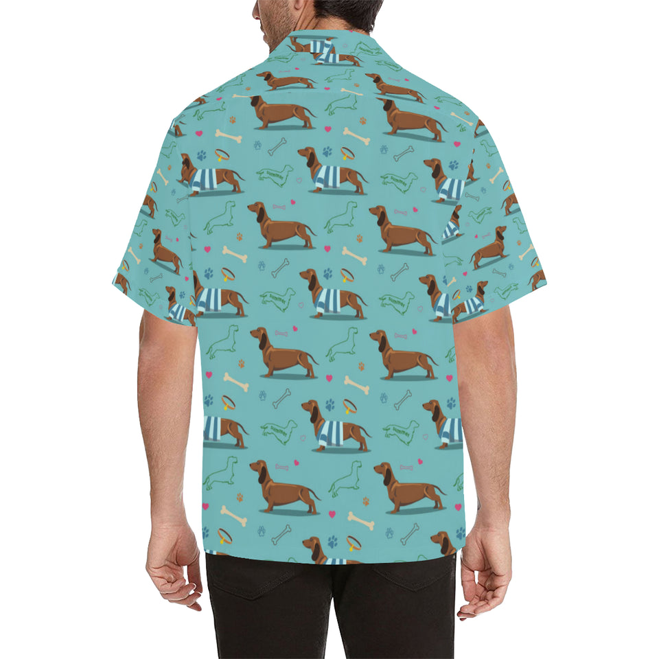 Dachshund decorative background Men's All Over Print Hawaiian Shirt