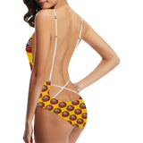 Daruma japanese wooden doll yellow background Women's One-Piece Swimsuit