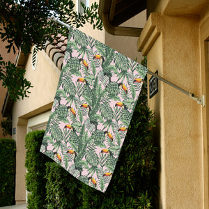 Toucan tropical green jungle palm pattern House Flag Garden Flag