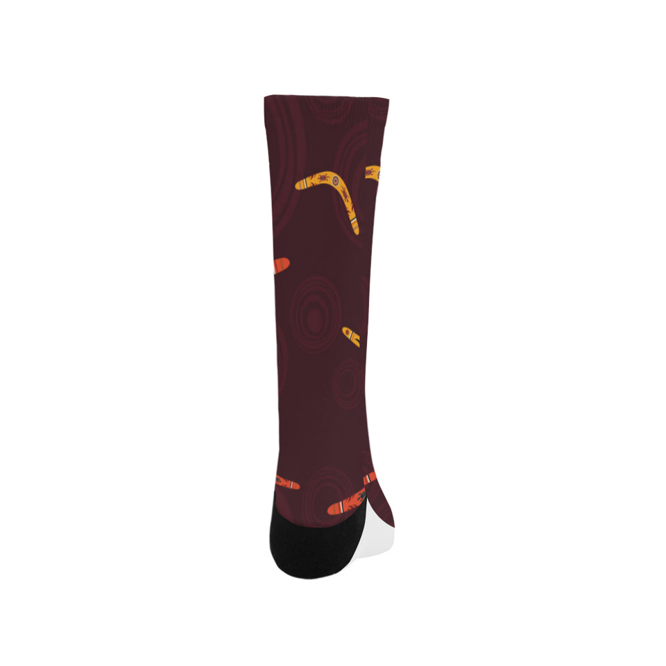 Boomerang Australian aboriginal ornament circle bl Crew Socks