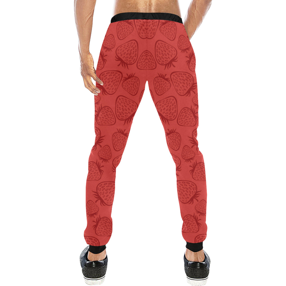 strawberry pattern red background Unisex Casual Sweatpants