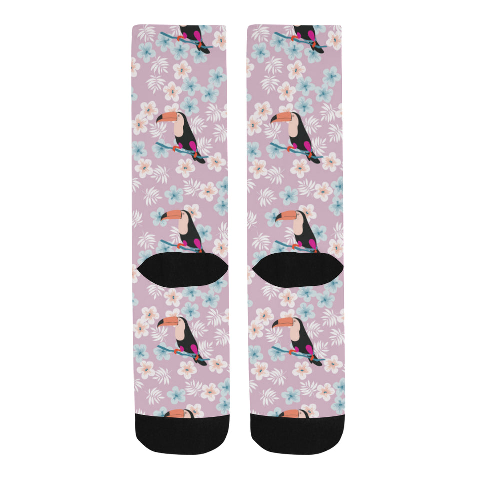Beautiful toucan flower leaves Crew Socks