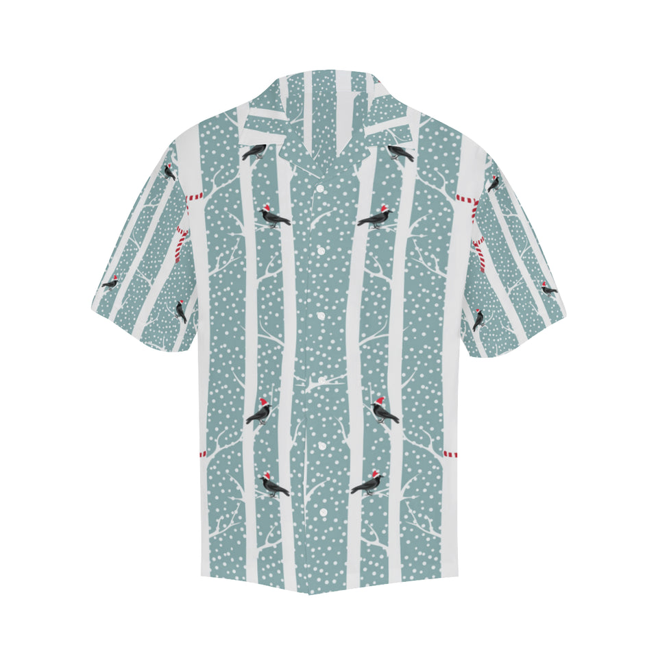 Crows christmas hat scarf Men's All Over Print Hawaiian Shirt