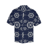 nautical steering wheel design pattern Men's All Over Print Hawaiian Shirt