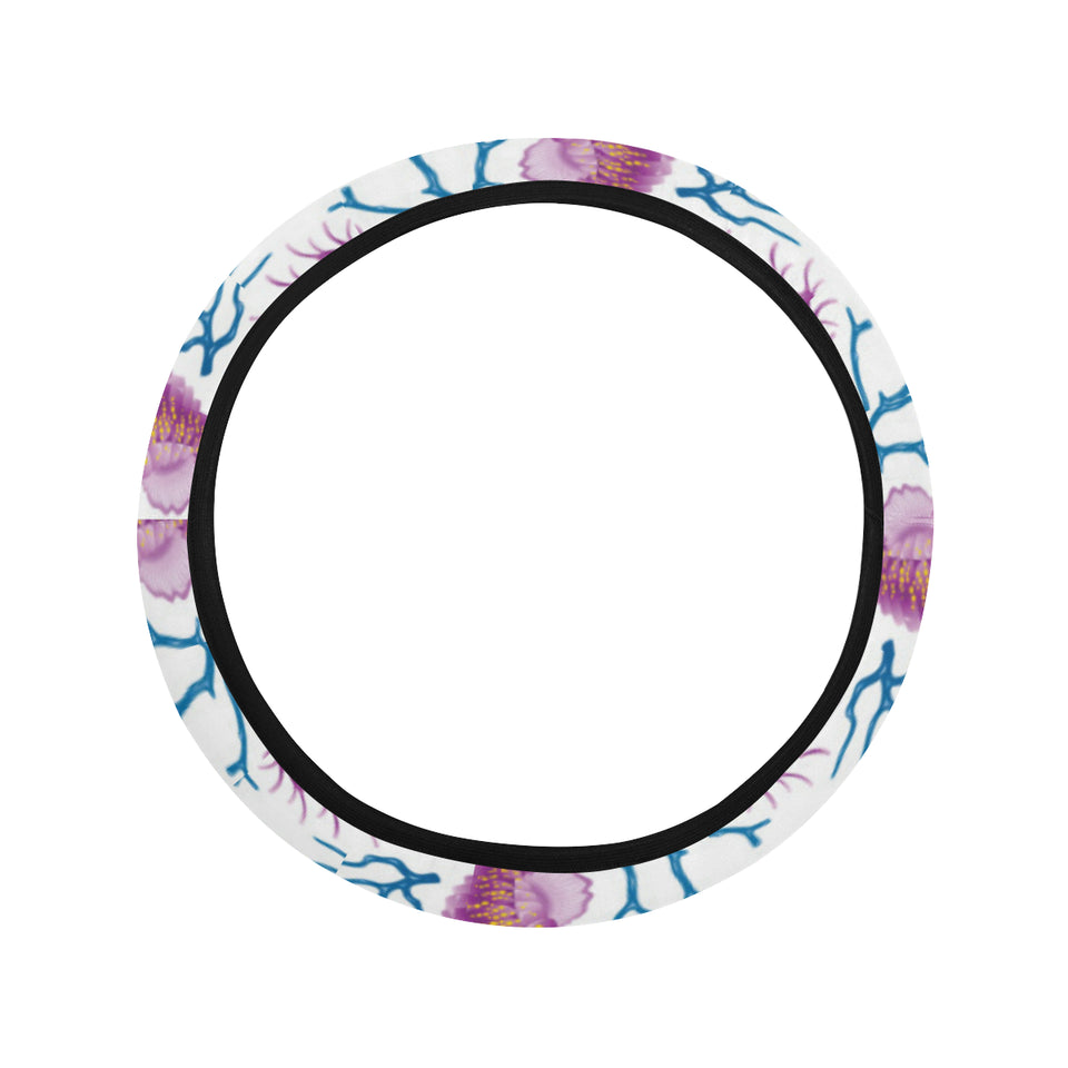 Purple seahorse blue coral pattern Car Steering Wheel Cover