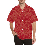 Gold dragons red background Men's All Over Print Hawaiian Shirt