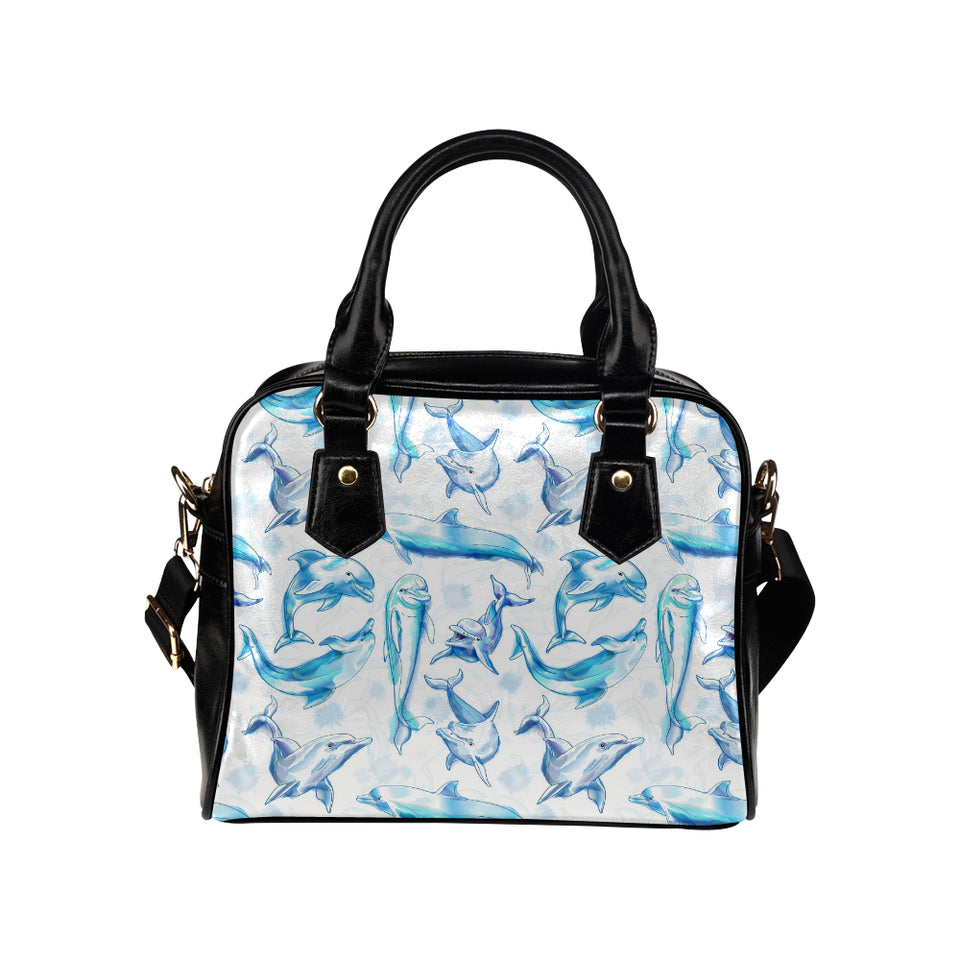 Watercolor dolphin pattern Shoulder Handbag