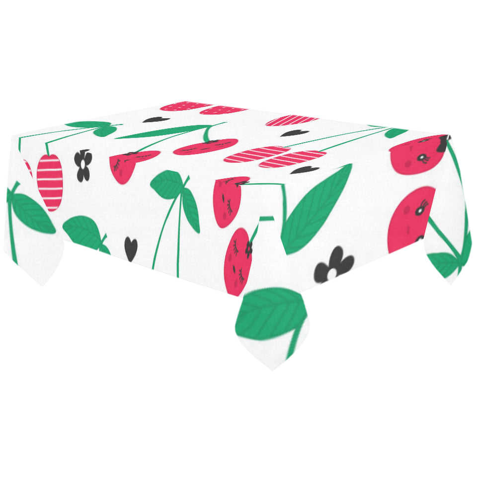 cherry pattern white background Tablecloth
