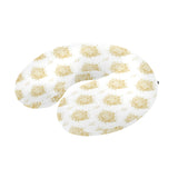 Gold Ornamental lotue waterlily symbol pattern U-Shaped Travel Neck Pillow