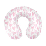 Watercolor pink heart pattern U-Shaped Travel Neck Pillow