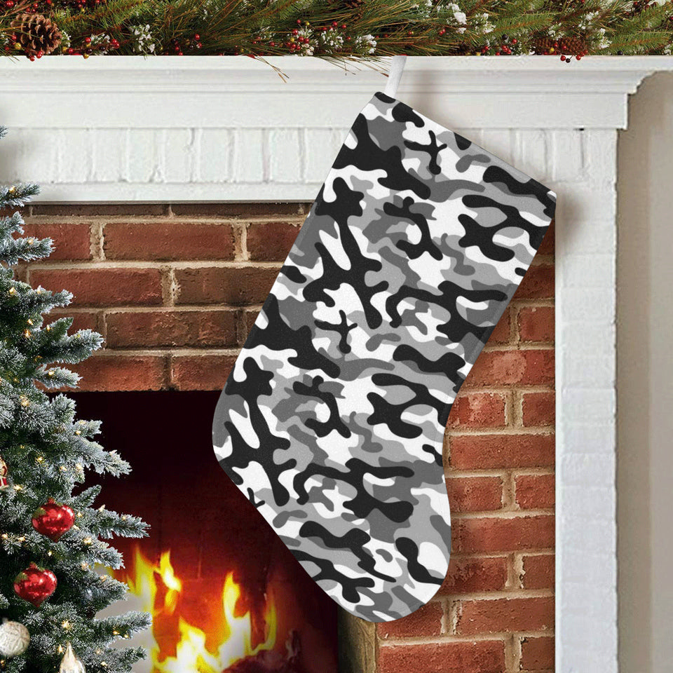 Black white camouflage pattern Christmas Stocking