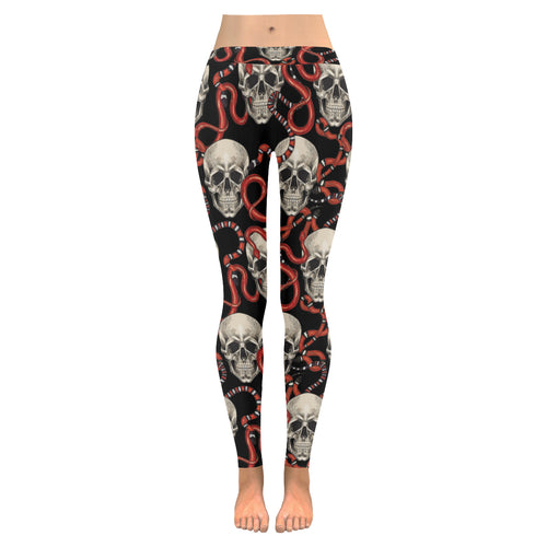 Red snake skull pattern Women's Legging Fulfilled In US