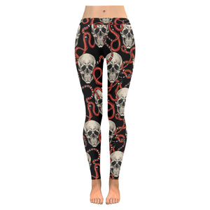 Red snake skull pattern Women's Legging Fulfilled In US