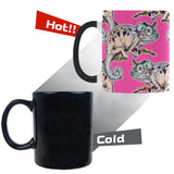 Chameleon lizard pattern pink background Morphing Mug Heat Changing Mug