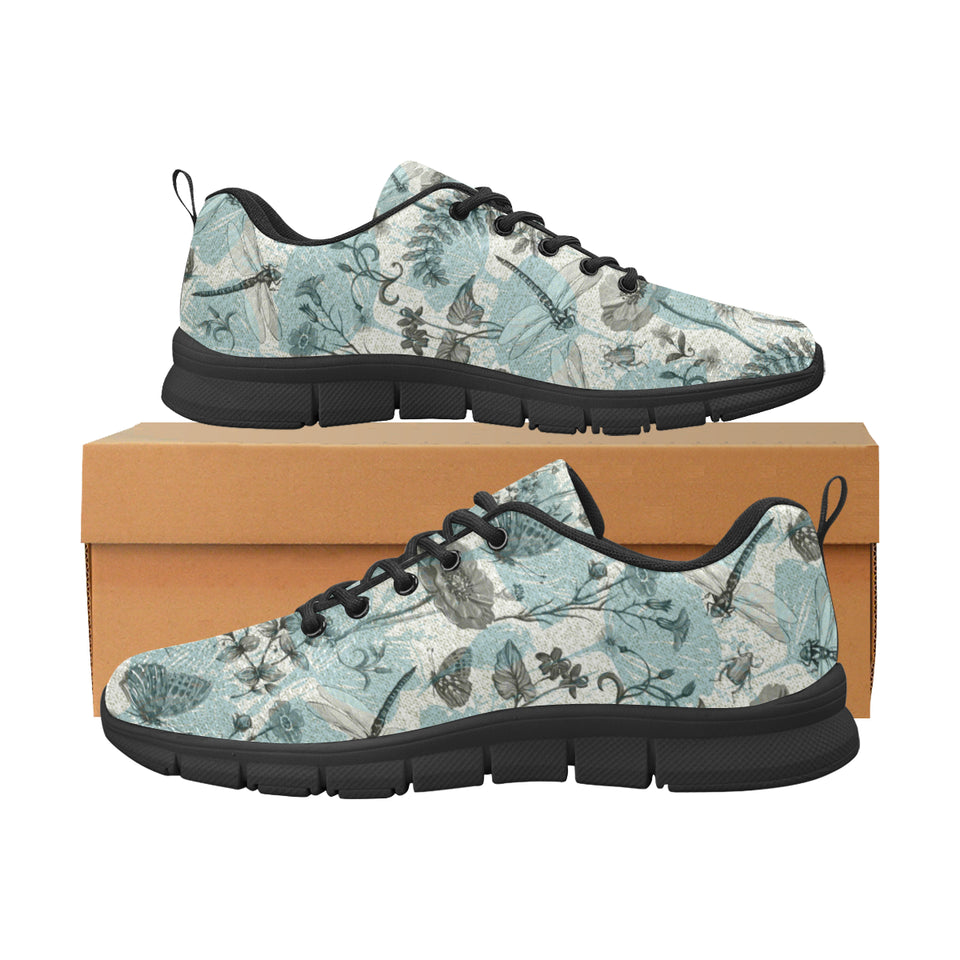 Dragonfly Butterfly Plants insect flower vintage s Women's Sneaker Shoes