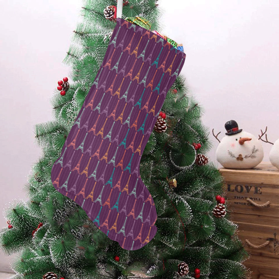 Eiffel Tower Pattern Print Design 05 Christmas Stocking