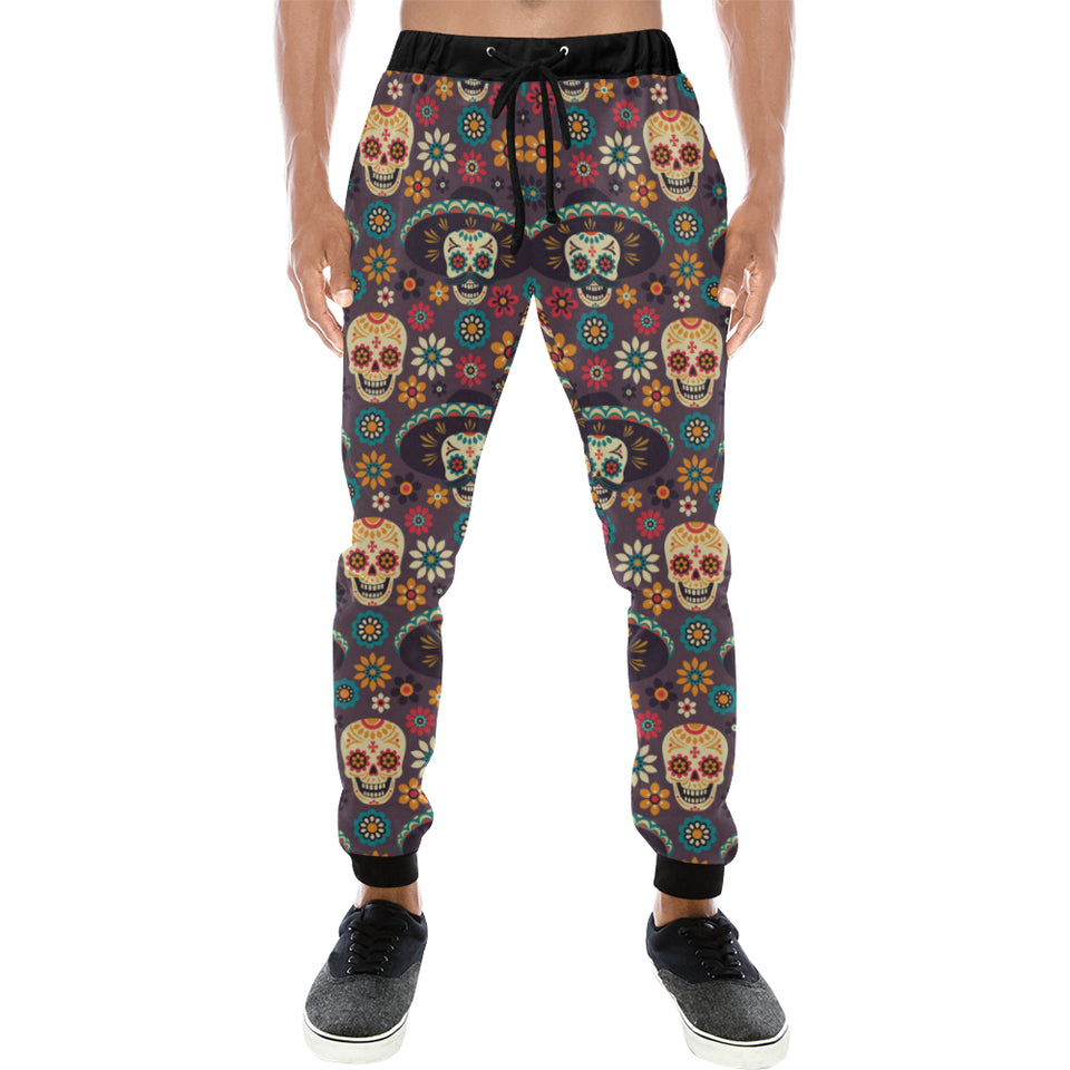Sugar skulls flower maxican pattern Unisex Casual Sweatpants