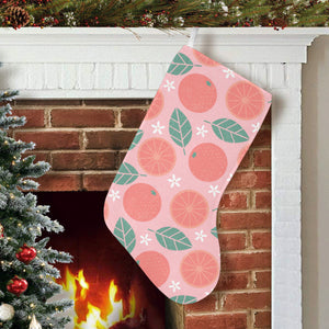 Grapefruit leaves flower pink background Christmas Stocking
