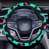Green leopard skin print pattern Car Steering Wheel Cover