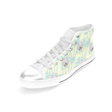 French bulldog hawaii blackground Women's High Top Canvas Shoes White