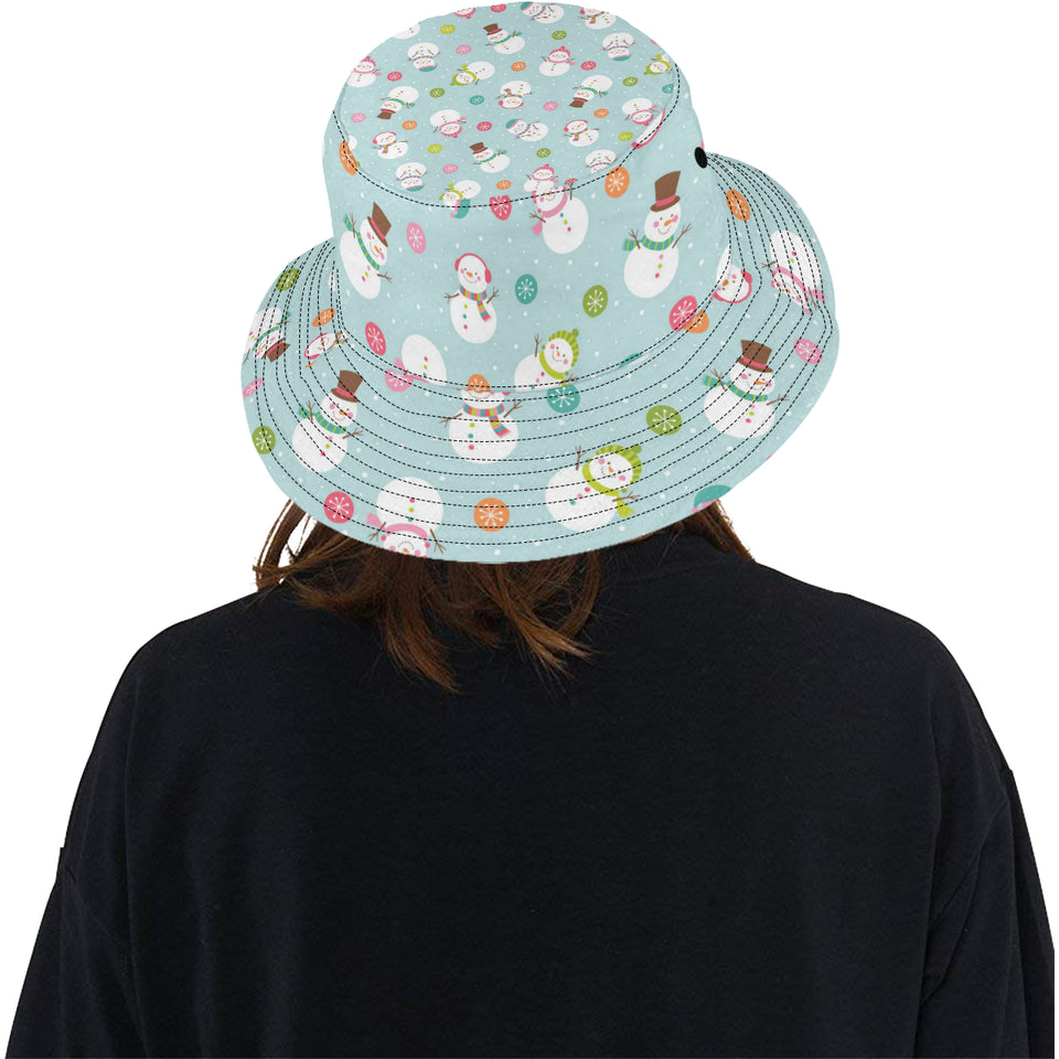 Cute snowman snowflake pattern Unisex Bucket Hat