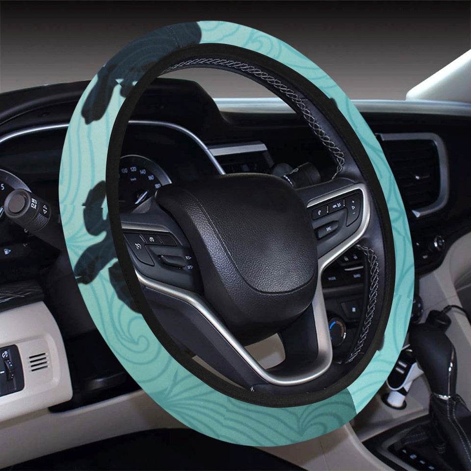 Sea turtle with blue ocean backgroud Car Steering Wheel Cover