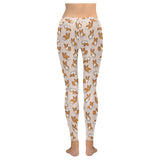 Cute Corgis Pattern pink background Women's Legging Fulfilled In US