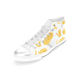 French fries white paper box pattern Women's High Top Canvas Shoes White