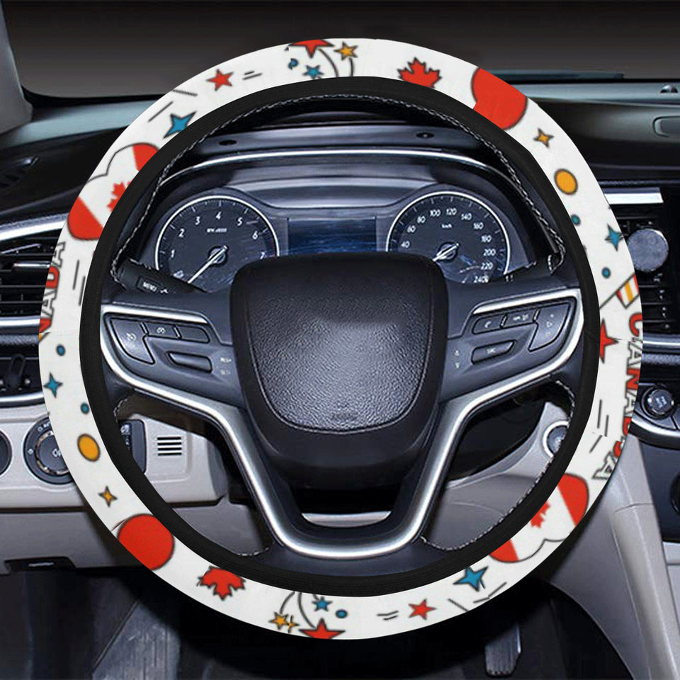 Canada Pattern Print Design 03 Car Steering Wheel Cover