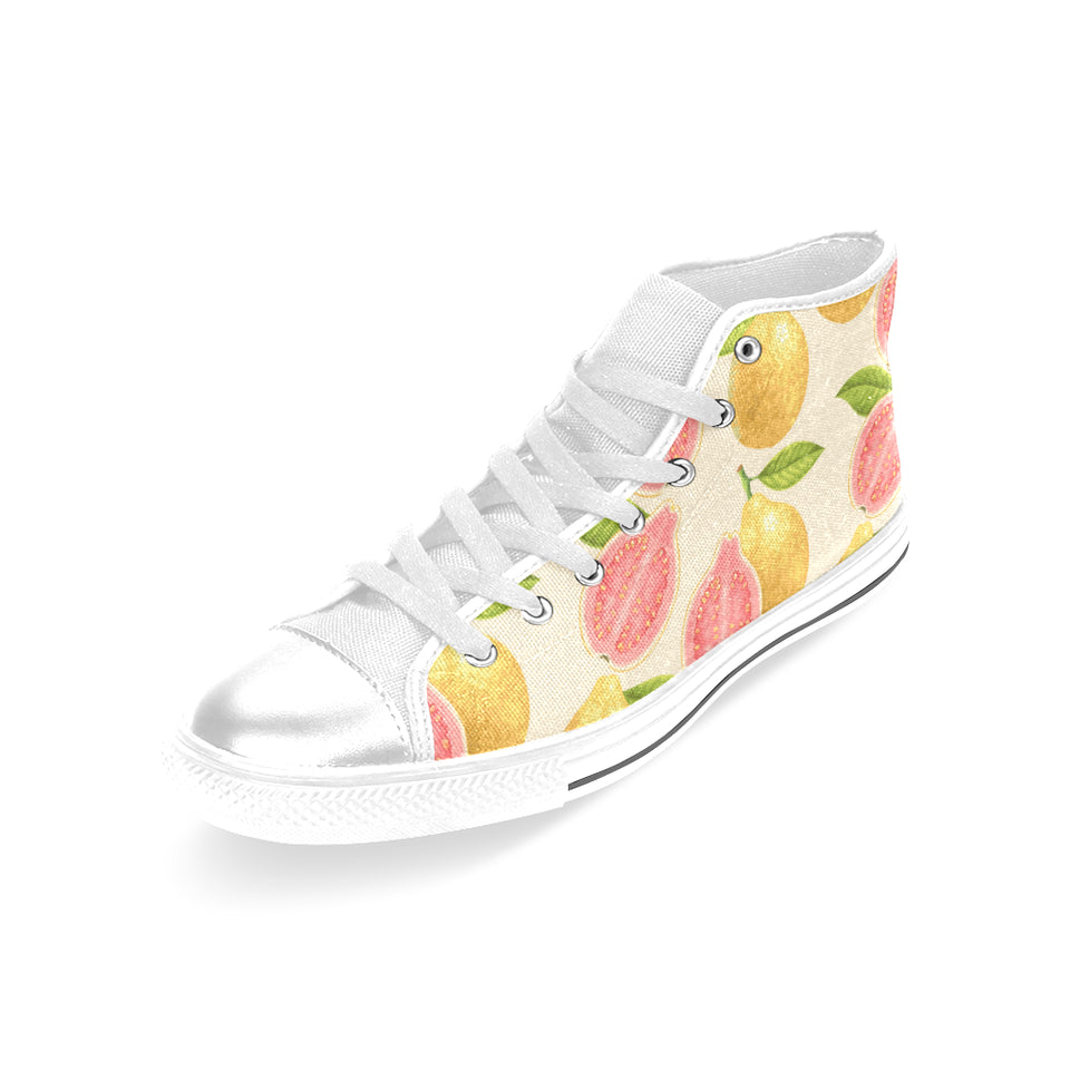 Beautiful guava pattern Women's High Top Canvas Shoes White