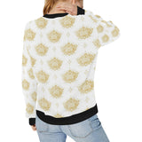 Gold Ornamental lotue waterlily symbol pattern Women's Crew Neck Sweatshirt