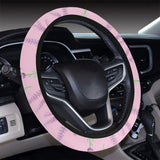 Lavender pattern pink background Car Steering Wheel Cover