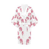 Pink lotus waterlily pattern Women's Short Kimono Robe