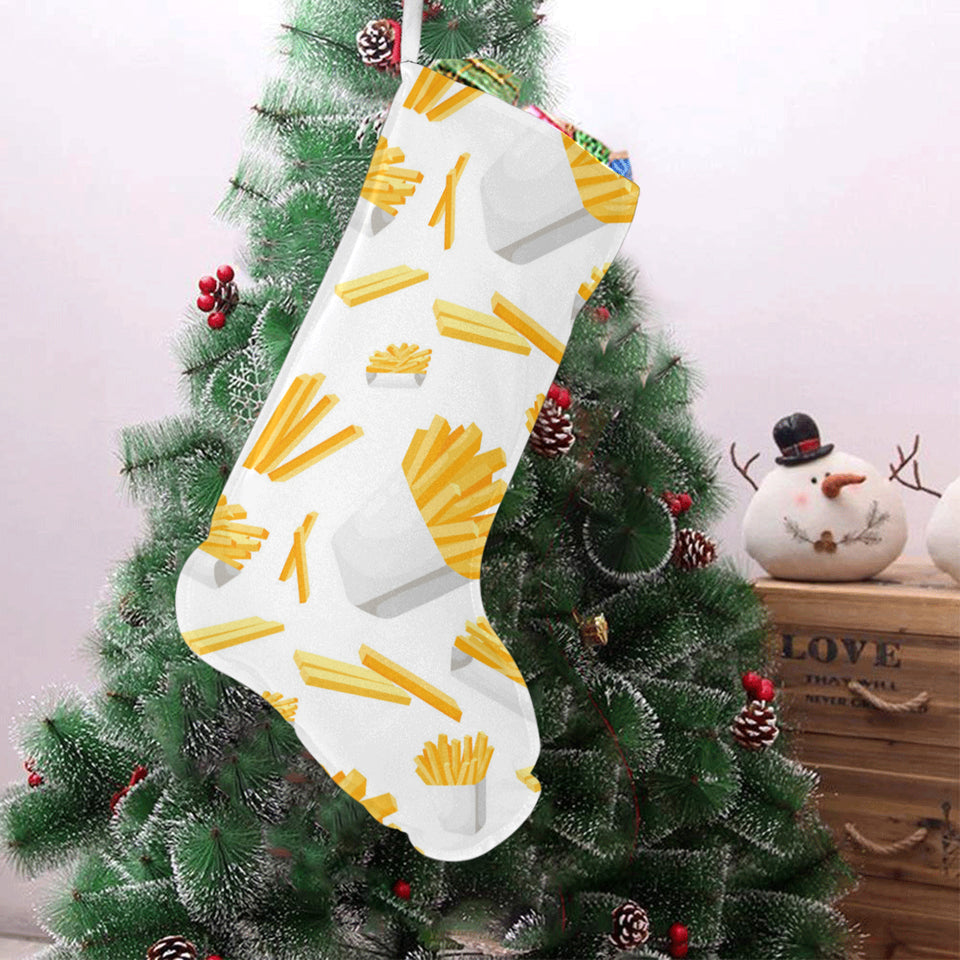 French fries white paper box pattern Christmas Stocking