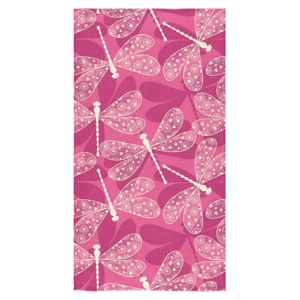 Beautiful dragonfly pink background Bath Towel