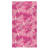 Beautiful dragonfly pink background Bath Towel