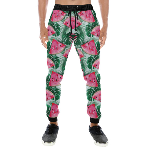 Watermelons tropical palm leaves pattern Unisex Casual Sweatpants