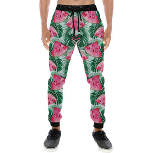 Watermelons tropical palm leaves pattern Unisex Casual Sweatpants