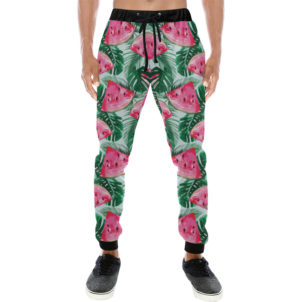 Watermelons tropical palm leaves pattern Unisex Casual Sweatpants