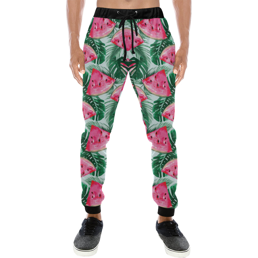Watermelons tropical palm leaves pattern Unisex Casual Sweatpants