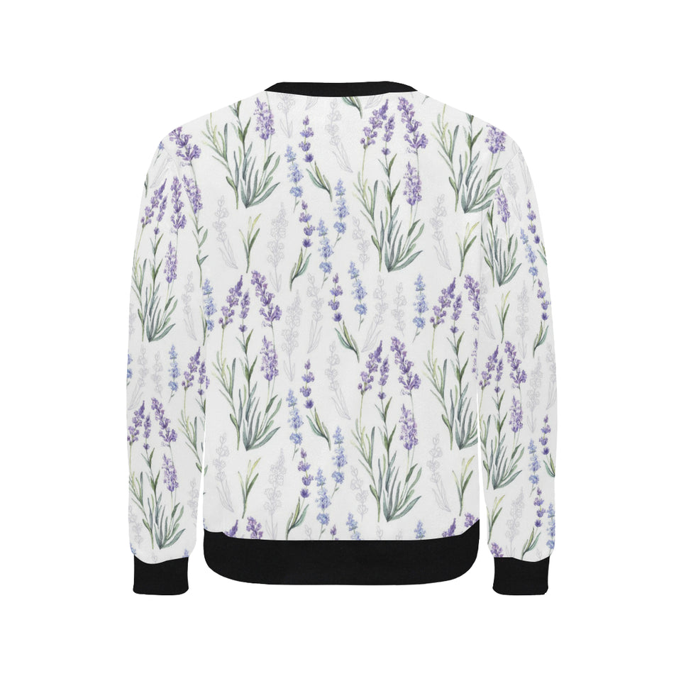 Hand painting Watercolor Lavender Men's Crew Neck Sweatshirt
