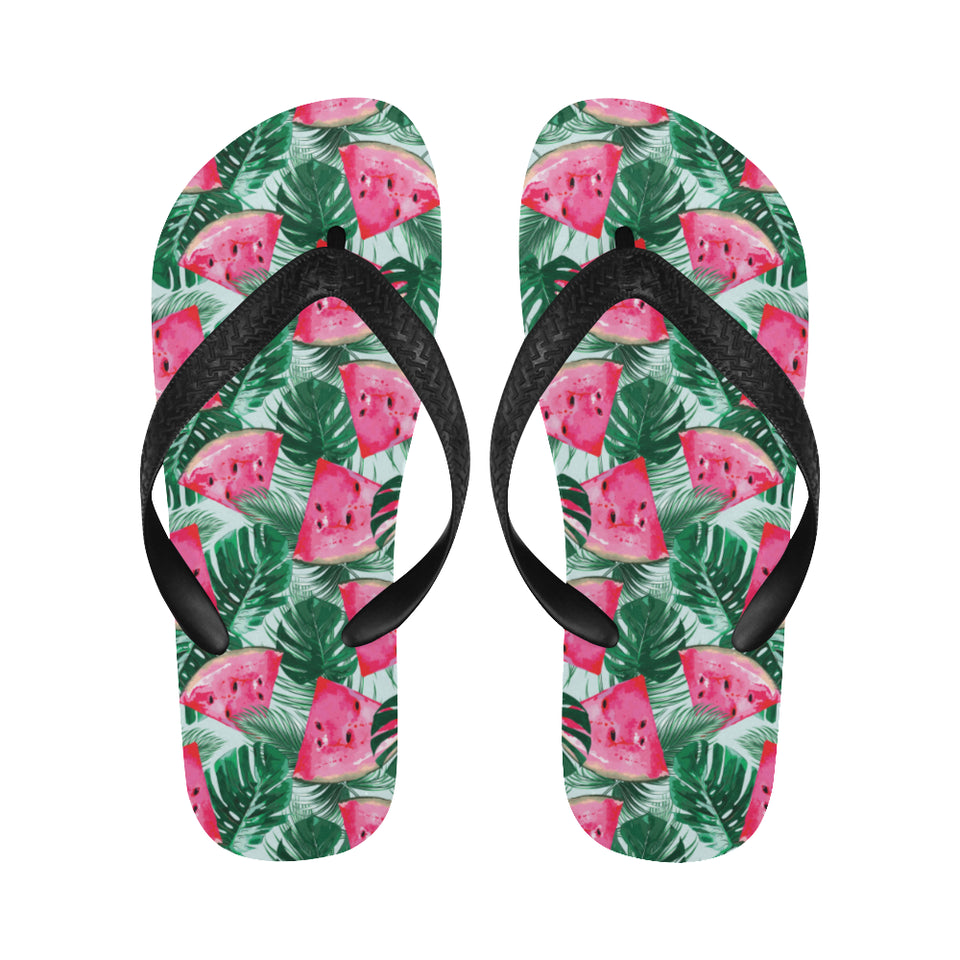 Watermelons tropical palm leaves pattern Unisex Flip Flops