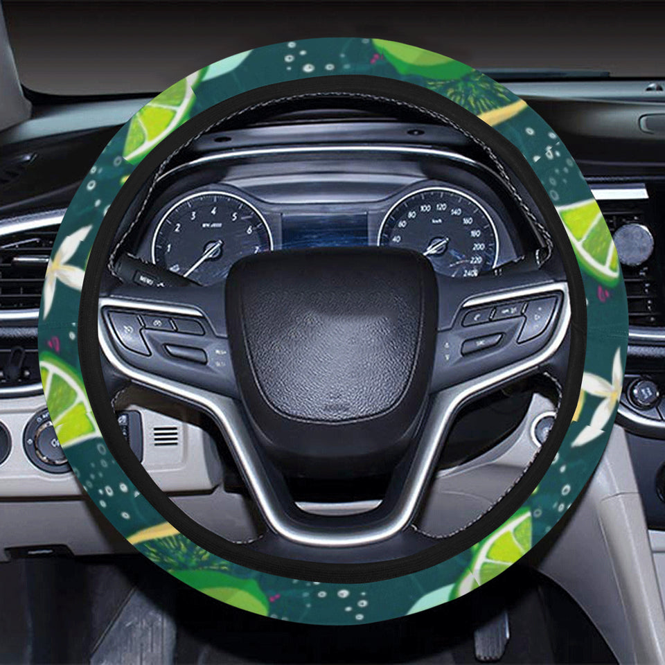 Lime ice flower pattern Car Steering Wheel Cover